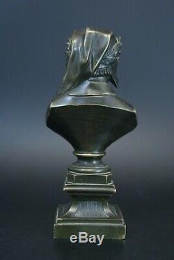 Ancien Buste bronze Le Dante epoque Napomeon III XIXème 20,5 cm