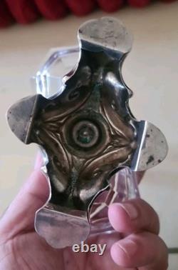 Ancien Double Salières En Argent Massif Et Cristal. Epoque XIX ème