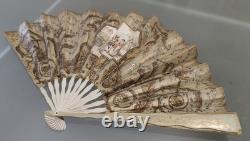 Ancien Éventail Époque Xixeme Romantique