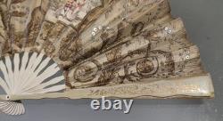 Ancien Éventail Époque Xixeme Romantique