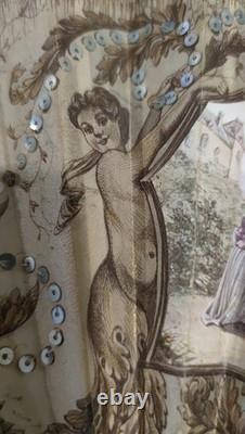 Ancien Éventail Époque Xixeme Romantique