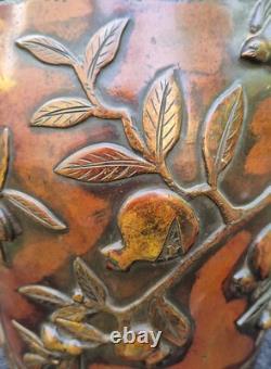 Ancien Grand Vase en bronze à patine brune époque Meiji XIXème