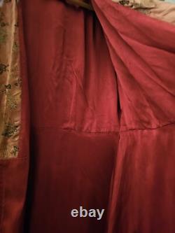 Ancien Long Manteau En Soie chine XIXÈME, Motif Papillon Chinese Vieux Rose