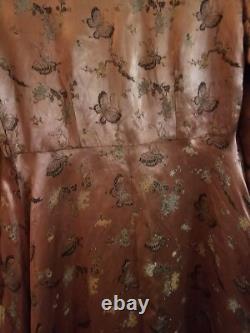 Ancien Long Manteau En Soie chine XIXÈME, Motif Papillon Chinese Vieux Rose