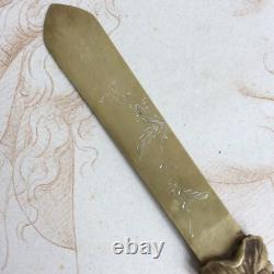 Ancien Ouvre Lettre Japon Hérons Fleurs de Lotus Epoque XIXème Ecriture