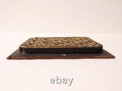 Ancien Panneau de bois sculpté et ajouré laqué et doré Chine époque Ming
