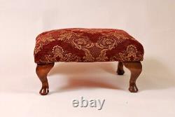 Ancien Repose Pieds en Bois patiné à tapisser XIXème, tabouret d'époque