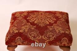 Ancien Repose Pieds en Bois patiné à tapisser XIXème, tabouret d'époque