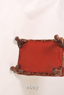 Ancien Repose Pieds en Bois patiné à tapisser XIXème, tabouret d'époque