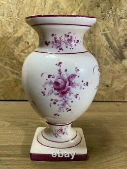 Ancien Vase Décor Floral Porcelaine De Paris Epoque Empire Restauration Xixème