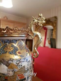 Ancien Vase Satzuma époque fin XIX ème s monture en bronze