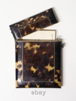 Ancien bel Etui plat à cartes de visite en écaille Epoque XIXème siècle