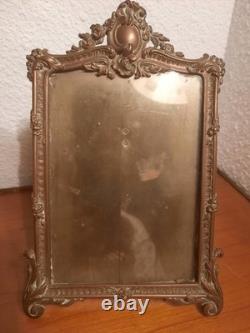 Ancien cadre photo en cuivre rouge d'époque XIX éme de style louis XVI (19 cm)