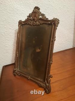 Ancien cadre photo en cuivre rouge d'époque XIX éme de style louis XVI (19 cm)