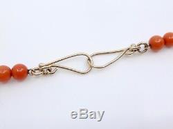 Ancien collier draperie perles de corail et or époque XIXeme