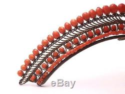 Ancien grand diadème tiare peigne perles de corail facetté époque Empire XIXeme