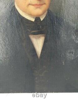 Ancien portrait d'homme époque XIX ème s, huile sur toile