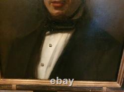 Ancien portrait d'homme, huile sur toile, époque XIX ème s