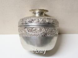 Ancienne Boite à Offrandes en Argent 900 Cambodge Khmer Epoque XIXème siècle