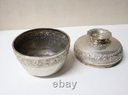 Ancienne Boite à Offrandes en Argent 900 Cambodge Khmer Epoque XIXème siècle