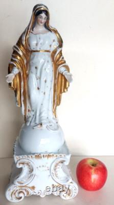 Ancienne Grande Vierge XIXème, porcelaine de Paris Epoque 19ème