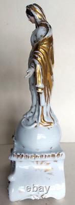Ancienne Grande Vierge XIXème, porcelaine de Paris Epoque 19ème