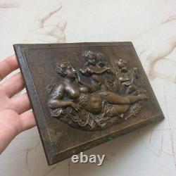 Ancienne Plaque Bronze Allégorie de la Musique Epoque XIXème