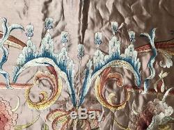 Ancienne et grande broderie sur soie époque NAPOLEON III embroidery on silk 19th