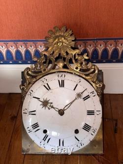 Ancienne horloge Bressane murale comptoise Bresse marqueterie d'époque 18 ème