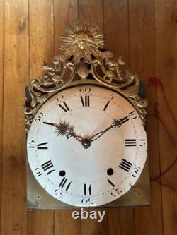 Ancienne horloge Bressane murale comptoise Bresse marqueterie d'époque 18 ème
