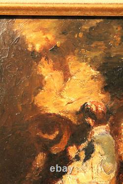 Ancienne huile sur carton d'après Adolphe Monticelli époque XIXème siècle