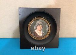 Ancienne miniature d'époque EMPIRE / RESTAURATION 19 eme Portrait Peinture XIX