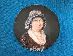 Ancienne miniature d'époque EMPIRE / RESTAURATION 19 eme Portrait Peinture XIX