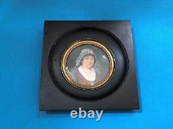 Ancienne miniature d'époque EMPIRE / RESTAURATION 19 eme Portrait Peinture XIX