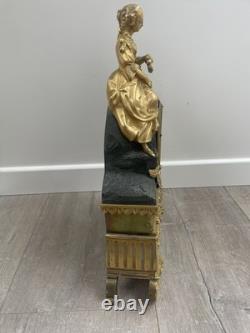 Ancienne pendule bronze doré époque XIX siècle mouvement a fil