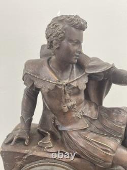 Ancienne pendule bronze époque XIX siècle mouvement a fil