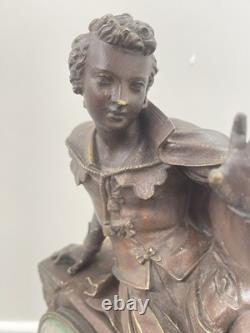 Ancienne pendule bronze époque XIX siècle mouvement a fil