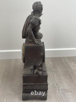 Ancienne pendule bronze époque XIX siècle mouvement a fil