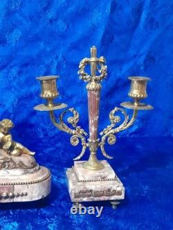 Ancienne pendule en bronze a décors d'angelots époque fin 19é début 20é louis16