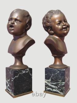 Anciens bronzes Jean qui rit et Jean qui pleure époque XIX ème siècle