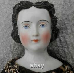 Antique poupée tête buste porcelaine émaillée CHINA LADY époque XIXème