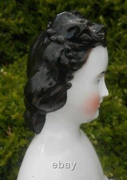 Antique poupée tête buste porcelaine émaillée CHINA LADY époque XIXème