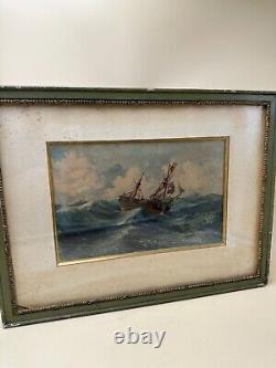 Aquarelle Originale Marine époque XIXe Siècle signée E. MULNIER