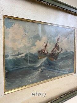 Aquarelle Originale Marine époque XIXe Siècle signée E. MULNIER