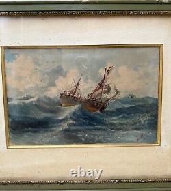 Aquarelle Originale Marine époque XIXe Siècle signée E. MULNIER