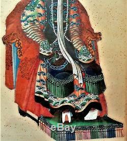 Art d'Asie 2 peintures sur soie couple Impérial, encadré, époque XIX ème