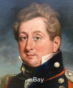 Auguste Monvoisin Portrait d'Officier Epoque Charles X Huile/toile XIXème siècle