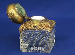 BACCARAT Encrier Cristal & Bronze Style Rocaille Epoque Napoléon III XIXème