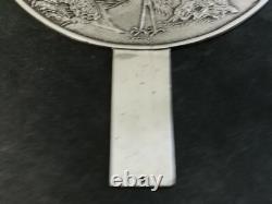 BEAU MIROIR MEIJI JAPON EN BRONZE ARGENTE époque XIXème