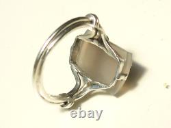 BELLE BAGUE ANCIENNE D'EPOQUE MILIEU XIXème en ARGENT avec CAMEE AGATE / T. 50
